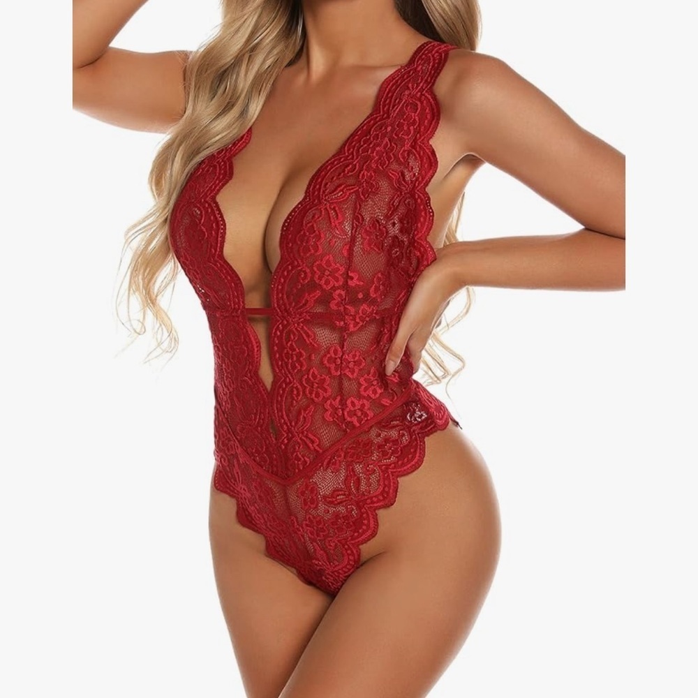 Red Lace Bodysuit - Picture 2 of 8